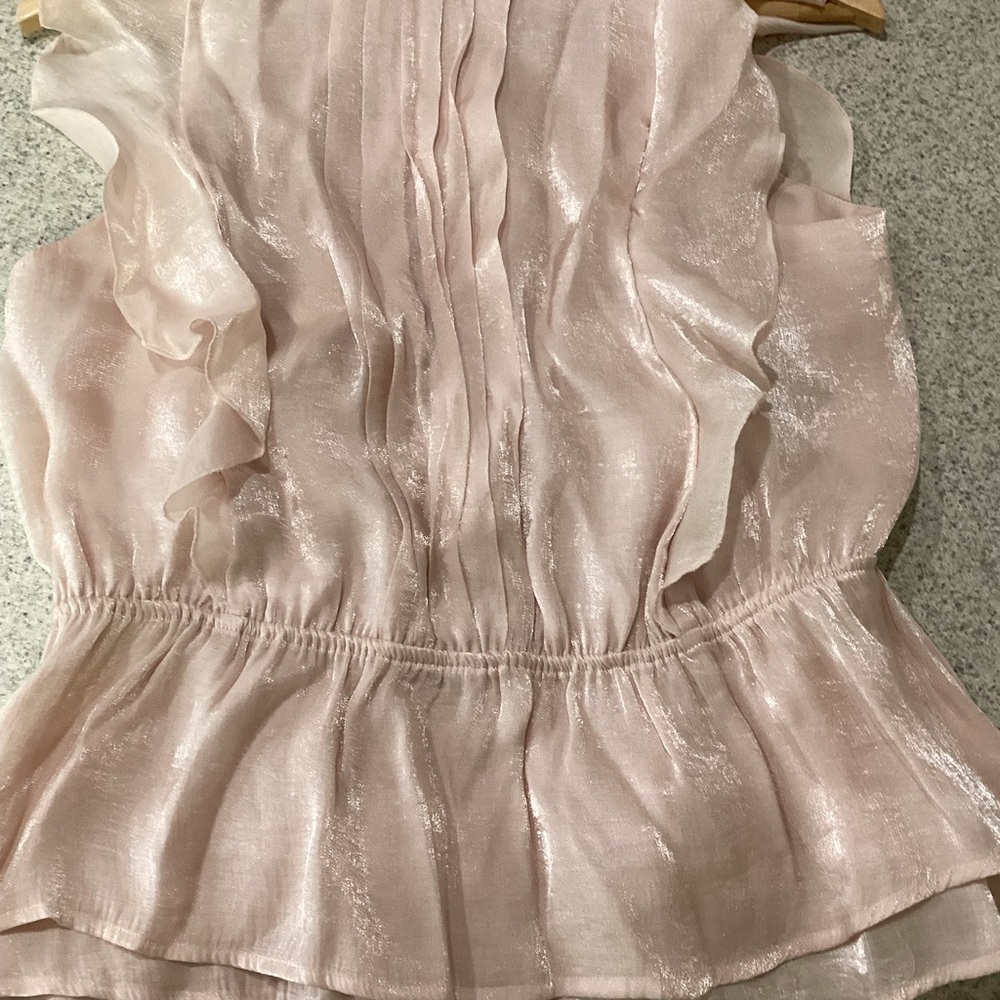 Express Pink Shimmer Ruffle Peplum Top - Picture 8 of 8
